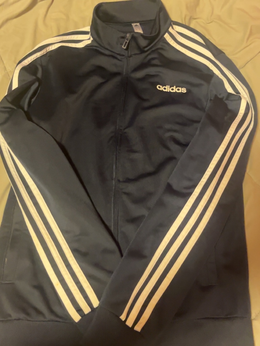 adidas Black Track Jacket with White Three-Stripe Detail
